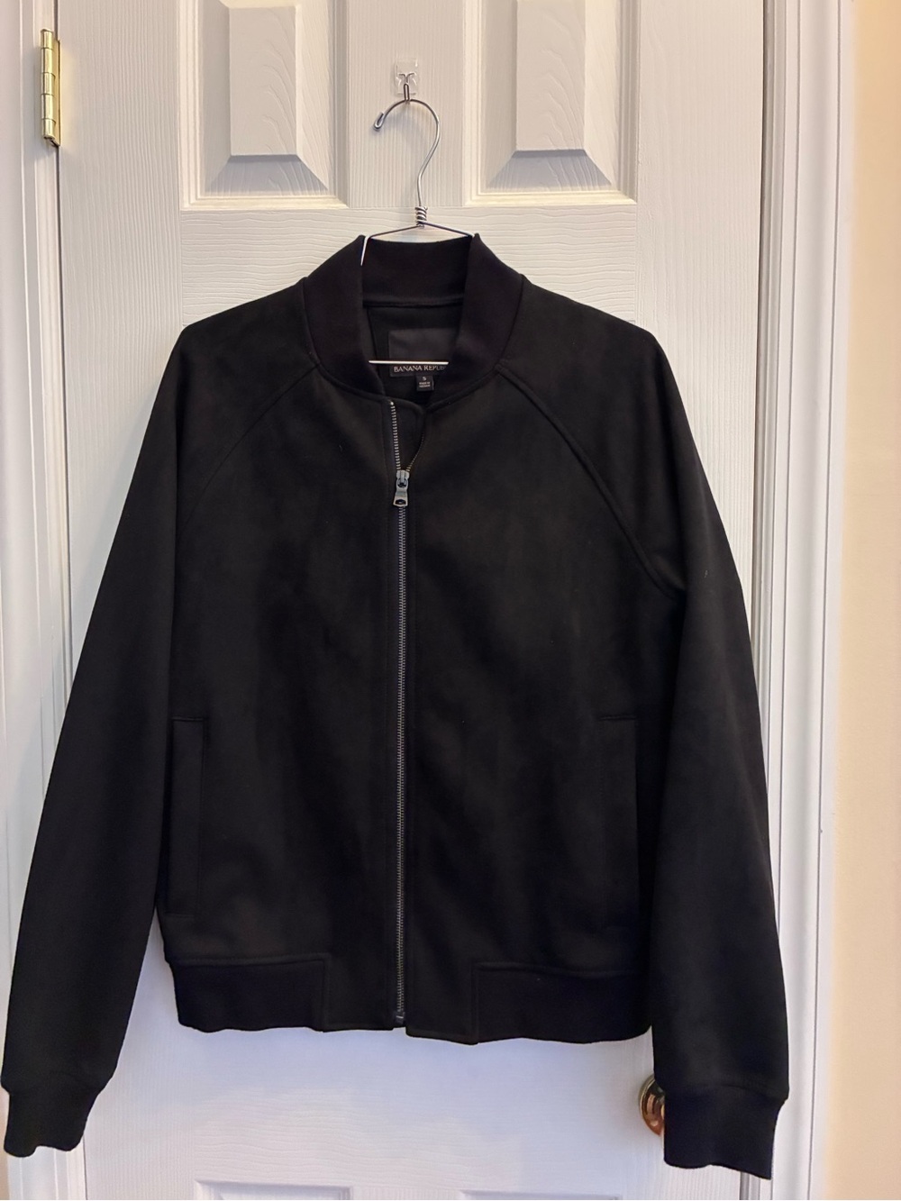 Banana Republic Men’s Black Suede Like Bomber Jacket size Small